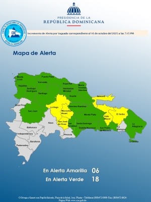 AMPLIACI&Oacute;N DE ALERTA HORA: 7:15 pm Santo Domingo, D. N. 16 de octubre del 2025