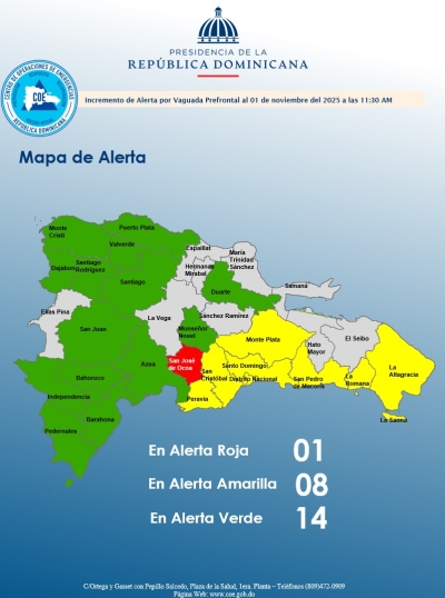PRELIMINAR  Informe de Situación No. 01 Santo Domingo, D. N. HORA: 11:30 AM 01 de noviembre del 2025  Vaguada-Onda tropical