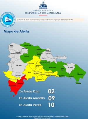 Incremento de Alerta huracan Beryl 01 de julio 2024. 11,00 pm