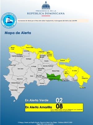 INCREMENTO DE ALERTA HORA: 5:30 pm Santo Domingo, D. N. 16, agosto del 2025
