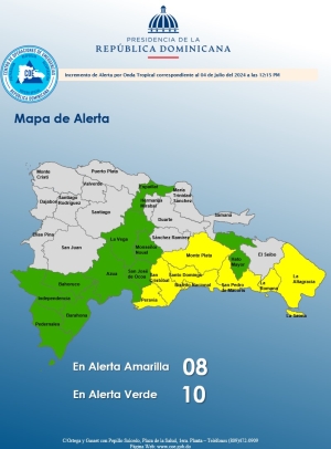 Incremento de alerta por Onda Tropical 4,7,2024, 12,00am