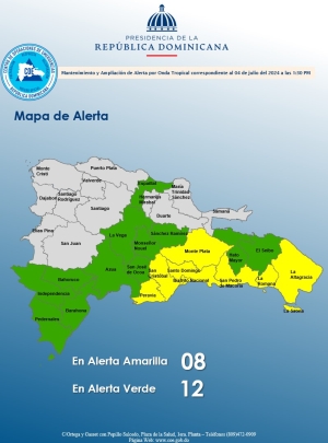 Ampliacion de alerta por Onda Tropical 4,7,2024, 1.15pm