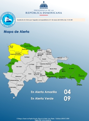 AMPLIACI&Oacute;N DE ALERTA  HORA: 11:10 am  Santo Domingo, D. N.  21 de marzo del 2026.