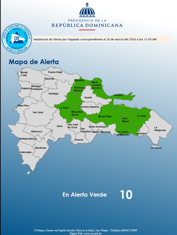 El COE ampl&iacute;a el nivel de alerta verde para 10 provincias