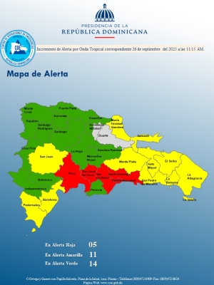 INCREMENTO DE ALERTA HORA: 11:15 am Santo Domingo, D. N. 26 de septiembre del 2025