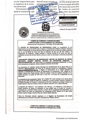 Licitaci&oacute;n proceso de urgencia COE