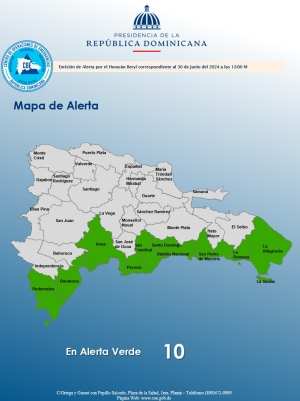 Emisi&oacute;n de alerta por cicl&oacute;n Tropical Beryl 30,8,2023 5,30 pm