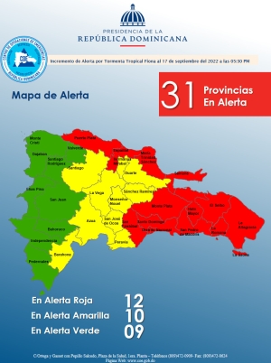 (TORMENTA TROPICAL FIONA) Incremento de alerta (17-09-2022--  5:30 PM)