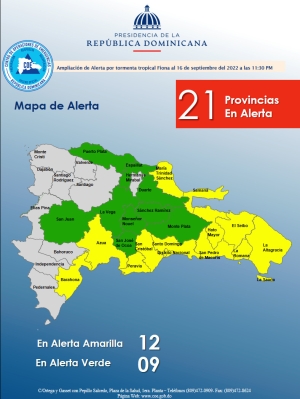 (Tormenta Tropical Fiona) AMPLIACI&Oacute;N DE LA DECLARATORIA DE ALERTA TEMPRANA