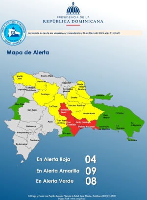 MODIFICACI&Oacute;N DE ALERTA HORA: 11:40 a.m. Santo Domingo, D. N. 16 de mayo del 2025.