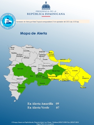 INCREMENTO DE ALERTA HORA: 10:30 am Santo Domingo, D. N. 25 de septiembre del 2025