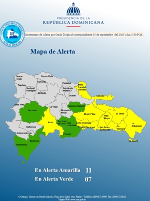 INCREMENTO DE ALERTA HORA: 5:30 pm Santo Domingo, D. N. 25 de septiembre del 2025